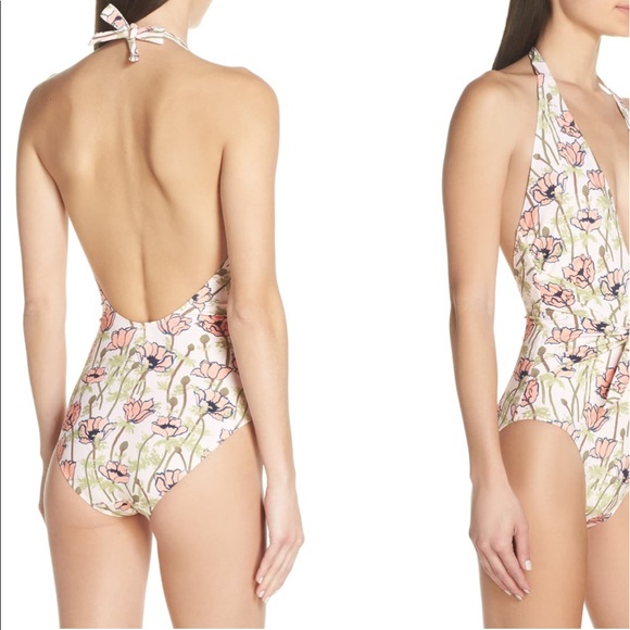 Tory Burch Tie Front Floral One-Piece Swimsuit - Picture 2 of 8
